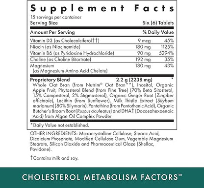 Vitaminas B3, B6, D3, Colina, Magnesio y Mezcla Patentada de Michael's Health | Elaborado para promover el metabolismo saludable del colesterol | 90 tabletas vegetarianas