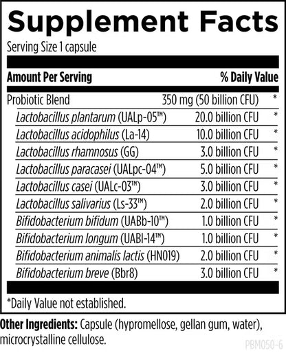 Mezcla de Probióticos 350mg 50 Mil Millones de UFC ProbioMed™ 50 de Designs for Health | Bienestar Digestivo e Inmunitario | 30 Cápsulas Vegetales