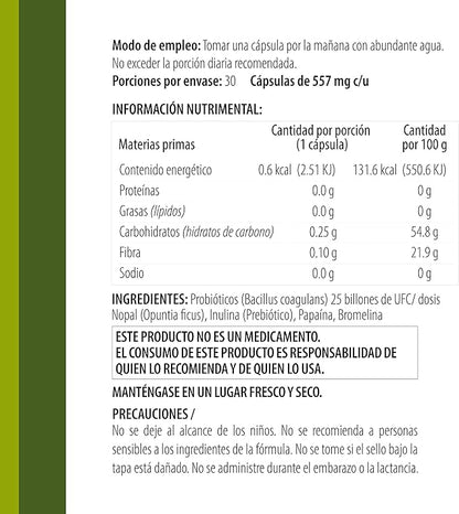 Probióticos, Prebióticos, Nopal, Vinagre de manzana 600mg  de Inner D-TX | Elimina Toxinas e Impurezas - Intestino Saludable | 30 cápsulas vegetales
