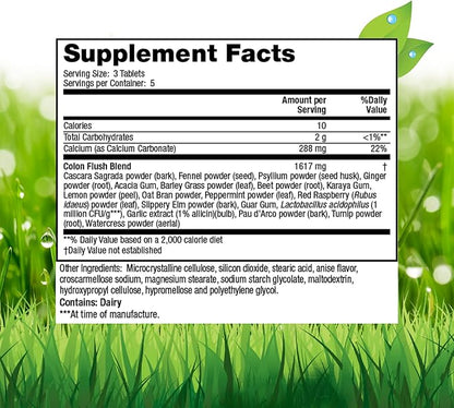 Calcio + Cáscara Sagrada - Weekend Colon Flush de Natures Secret | Diseñado para apoyar la limpieza rápida del colon | 16 Tabletas