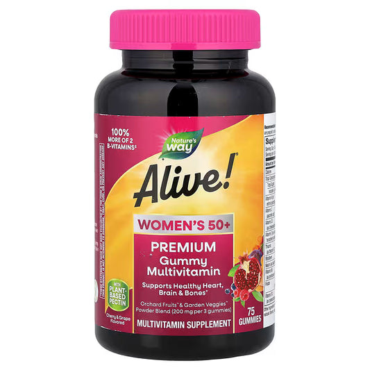 Multivitamínico Women’s 50+ Premium Gummies Alive! Nature’s Way | Apoya el bienestar óseo, metabolismo energético | 75 gomitas