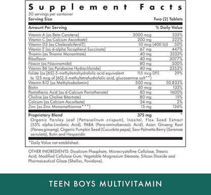 Multivitamínico para Adolescentes Varones - Vitaminas A, C, D, E, B y minerales esenciales de Michael's Health | Contribuye al desarrollo físico, del sistema inmune, aportando energía y vitalidad | 60 tabletas vegetarianas