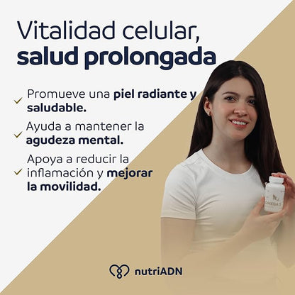 Soporte de Omega 3 con DHA + EPA 1200mg de NutriADN | Contribuye en la acción antiinflamatoria del cuerpo | 60 Cápsulas Blandas