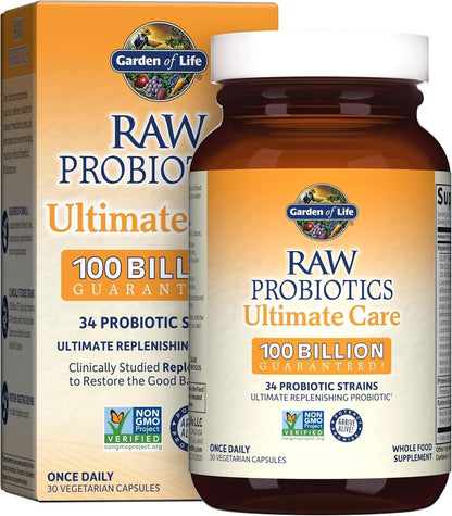 Probióticos RAW Ultimate Care 100 Billion UFC de Garden of Life | 30 Cápsulas Vegetarianas