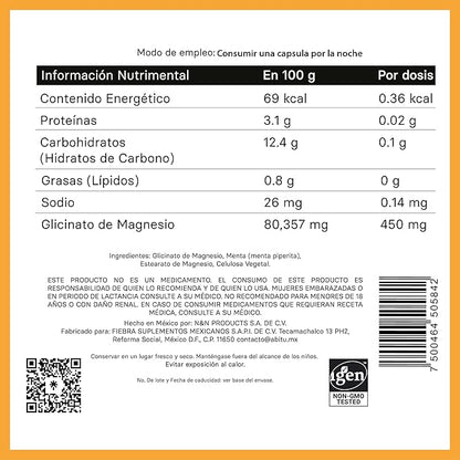 Glicinato de Magnesio 560mg Alta Biodisponibilidad de Abitu | Relajación Muscular y Nerviosa| 30 cápsulas veganas