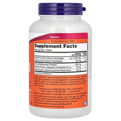 Complejo de Vitamina C-1000 mg de NOW Food | Inmunidad y Colágeno | 180 Tabletas