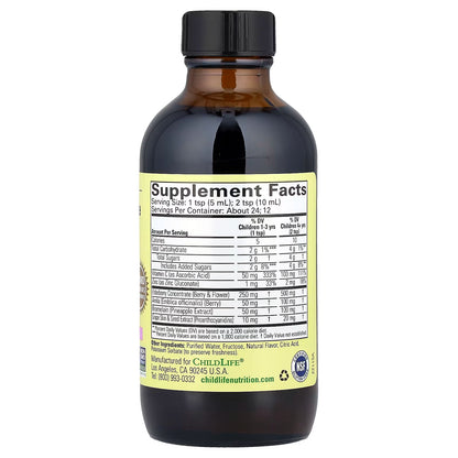 Vitamina C, Zinc, Amla, Semillas de uva  - Antialérgico para niños de Child Life | Apoyo Inmunitario | 118 ml fórmula líquida con sabor a uva natural