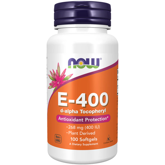 Vitamina E-400 IU, D-Alfa Tocoferol, Derivado de Plantas de NOW Foods | Apoya la función inmune | 100 Cápsulas Blandas