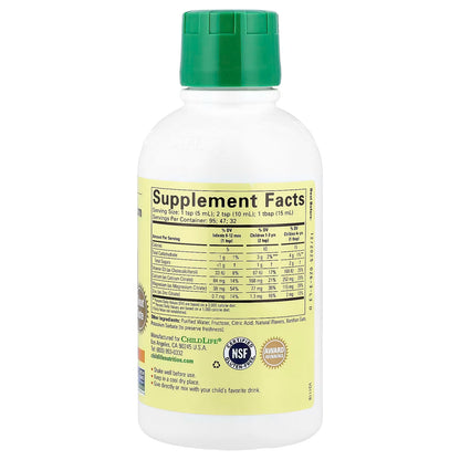 Vitamina D3, Calcio, Magnesio y Zinc en líquido de ChildLife Essentials | Apoya el desarrollo de huesos y dientes fuertes | 473ml Sabor Naranja