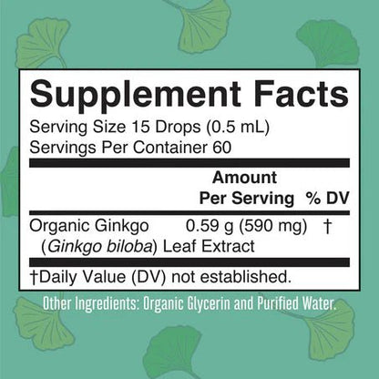Extracto líquido Ginkgo Biloba MaryRuth’s | Apoyo a la Memoria y concentración | 30 ml