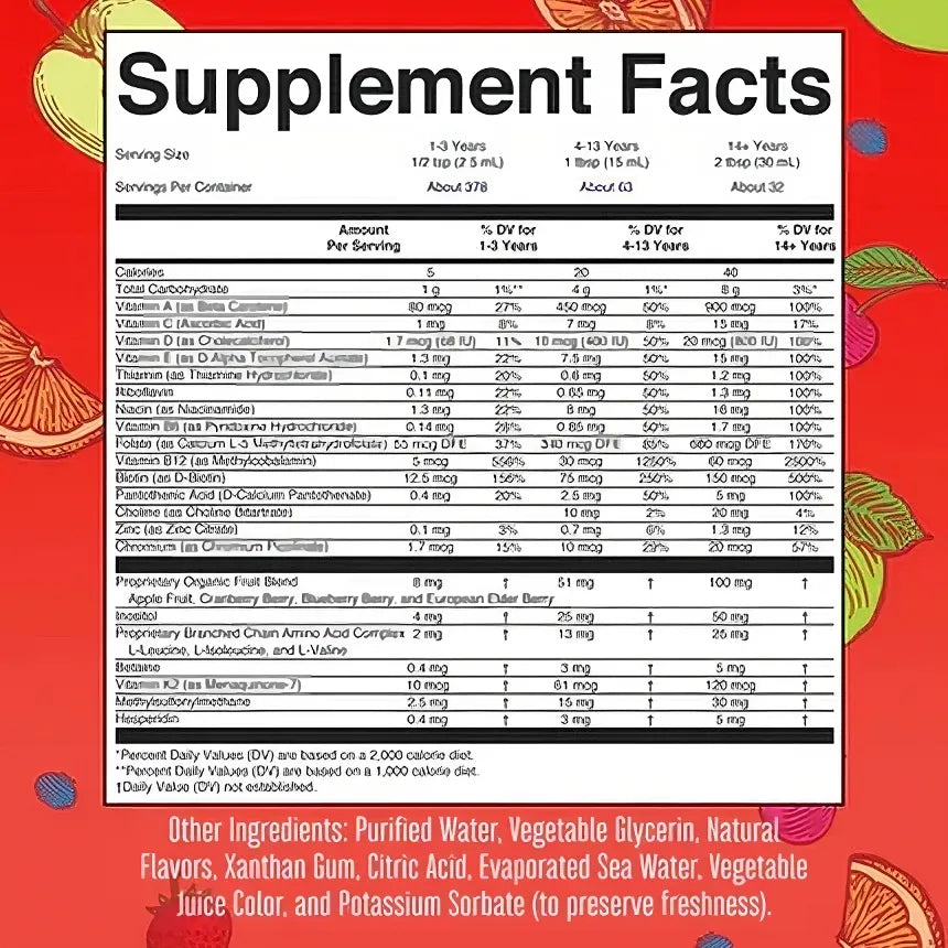 Vitaminas Complejo B, C,D,A - Multivitamínico Matutino de Mary Ruth's | Apoya la energía, el sistema inmunológico y el bienestar general | Líquidos 946 y 450ml Sabor Ponche de Frutas y Frambuesa