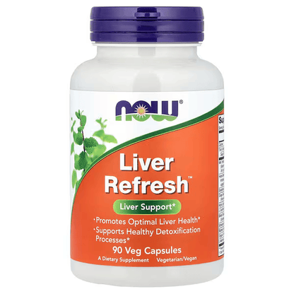 Extracto de Cardo Mariano, Silimarina Liver Refresh de NOW Foods | Funcionamiento normal del hígado, antioxidante celular | 90 cápsulas vegetales