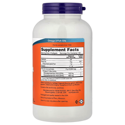 Super Omega 360 mg EPA + 240 mg DHA por cápsula de NOW Foods | Apoyo Cardiovascular | 240 Cápsulas blandas