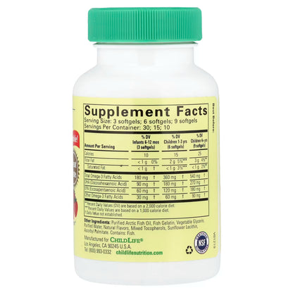 DHA Puro 90mg y EPA 60mg de Child Life | Apoyo de la función Cerebral - Cognitiva Infantil | 90 cápsulas blandas Sabor Natural a Bayas