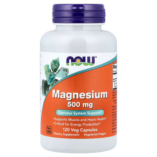 Magnesio 500 mg NOW | Apoyo Muscular y sistema nervioso | 120 Cápsulas