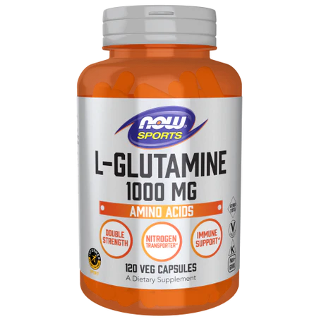 L-Glutamina 1000 mg de NOW Sport - Apoya el sistema inmunológico | 120 cápsulas vegetales