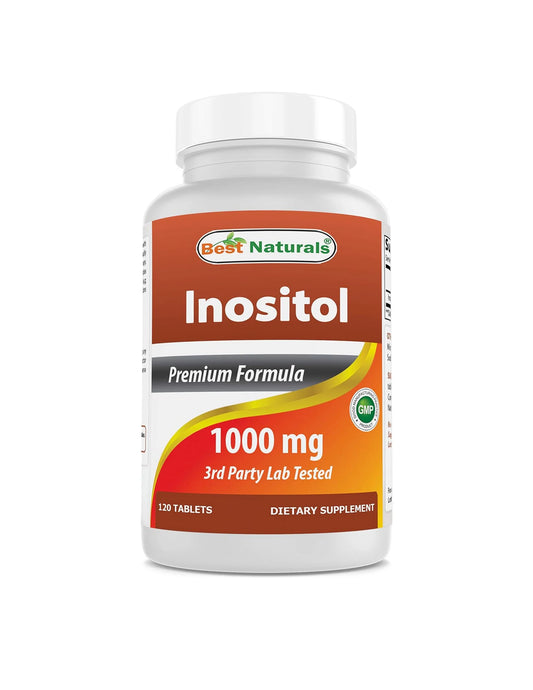 Inositol de Best Naturals | Soporte Celular, Nervioso y Equilibrio Mental | 1000 mg 120 Tabletas