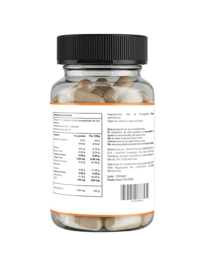 Ashwagandha Optimizada de Briah 500 mg por porción | Bienestar Emocional | 60 cápsulas