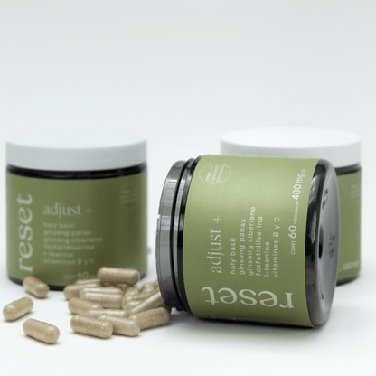 L-Teanina y Ginseng, Adjust+ de Reset | Apoya el manejo del estrés y la calma mental | 60 cápsulas
