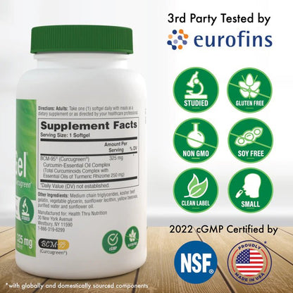 Curcu-Gel Ultra 325 mg de Health Thru Nutrition | Apoyo cardiovascular, Antioxidate | 60 cápsulas Blandas