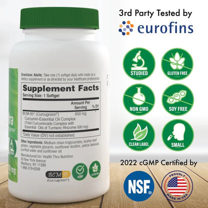 Curcu-Gel Ultra 650 mg de Health Thru Nutrition | Apoyo cardiovascular, Antioxidate | 60 cápsulas Blandas