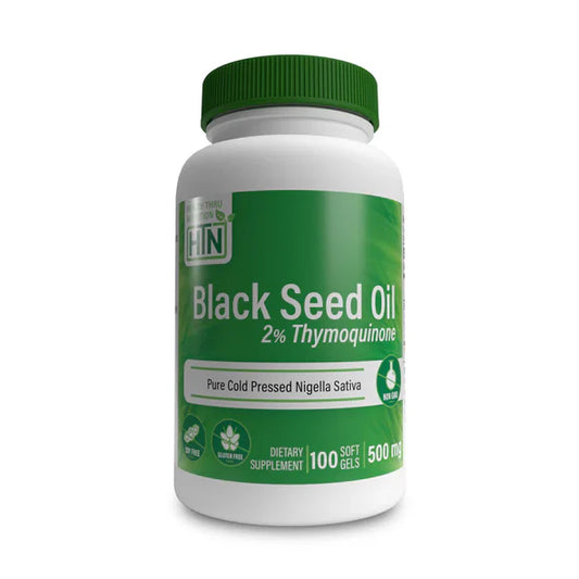 Aceite de Semilla Negra (Black Seed Oil) 500 mg + 2% de Timoquinona de Health Thru Nutrition | Promueve el Bienestar General - Cuidado del Sistema Inmunológico | 100 cápsulas Blandas