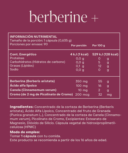 Berberina,  ácido alfa lipoico, cromo, canela y granada de Reset | Apoyo Metabólico | 90 Cápsulas