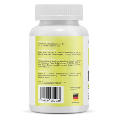 Betaína HCl,  Betanin de Matter | Apoya función digestiva, favorece acidez gástrica adecuada  | 60 cápsulas