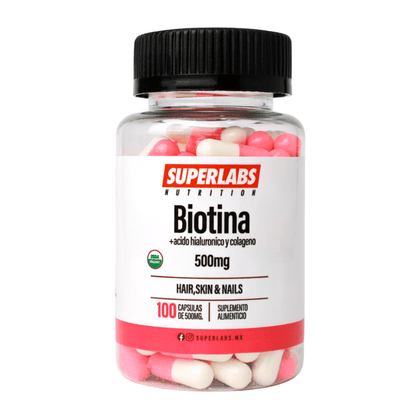 Biotina 500 mg Superlabs | Acompaña el bienestar de piel, cabello y uñas | 100 cápsulas