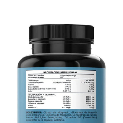 Glicinato, Gluconato y Óxido de Magnesio 710 mg Puro| Magnesio Complex Beyond |  60 y 180 cápsulas