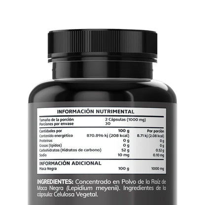 Maca Negra orgánica peruana de Beyond Vitamins | Memoria y Concentración | 60 cápsulas vegetales