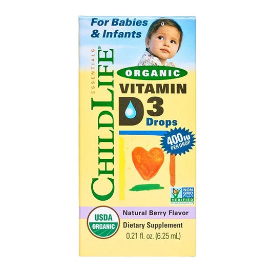 Vitamina D3 Orgánica 400 IU por gota de Child Life | Apoyo del Sistema Inmunitario para Niños | Liquido de 6.25 ml Sabor a Bayas Naturales