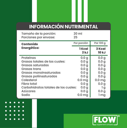 Alga spirulina, L-Carnitina, Ácido alfa lipoico - Clorofila Plus - Flow Supplement | Apoyo para el bienestar digestivo, Desintoxicación - Antioxidante en líquido 500 ml