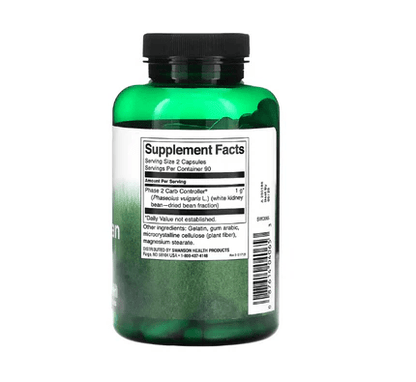 Extracto de Frijol Blanco 500mg de Swanson | Complemento ideal para hábitos saludables | 180 cápsulas vegetales