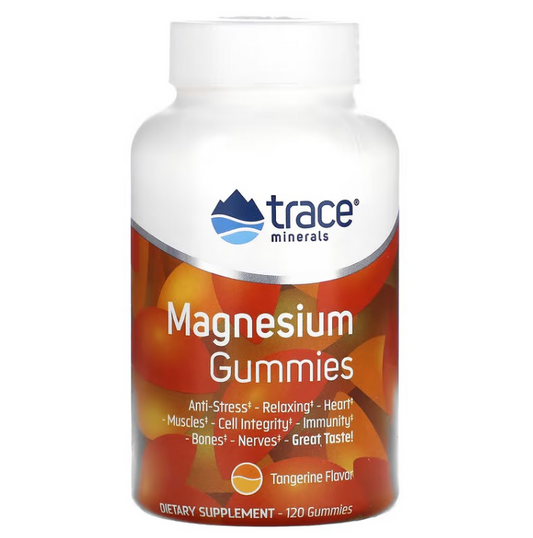 Citrato de Magnesio 84mg en Gomitas de Trace Minerals | Fortalece el Sistema Cardiovascular e Inmunológico | 120 gomitas, Sabores: Mandarina, Sandía y Durazno