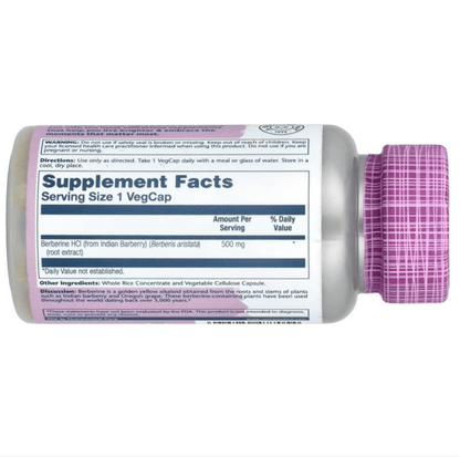 Berberina 500mg de Solaray | Control del azúcar en sangre, Control del peso, Equilibrio del colesterol, Potente antioxidante | 60 Cápsulas veganas