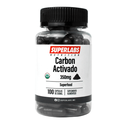 Carbón activado Superlabs 350mg | Acompaña procesos de desintoxicación ocasional | 100 cápsulas
