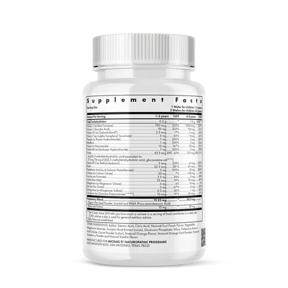 Multivitamínico para Niños - Vitaminas del Complejo B, A,C, D3, E y Minerales de Michael's Health | Soporte nutricional a través de vitaminas esenciales y extractos naturales | 60 Masticables Sabor Tropical