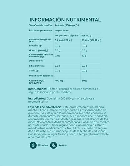 CoQ10 Ubiquinol Support de nutriADN 400 mg | Actúa como antioxidante natural | 60 cápsulas