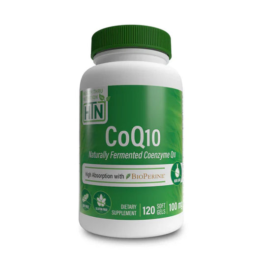 Coenzima Q10 100 mg + BioPerina 5mg Health Thru Nutrition | Apoyo cardiovascular, Antioxidate | 120 cápsulas Blandas