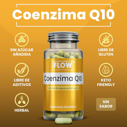 Coenzima Q10 120mg + Golden Berry + Vitamina B6 de Flow Supplements | Apoya la función cardiovascular, promoviendo la circulación sanguínea | 30 cápsulas vegetales