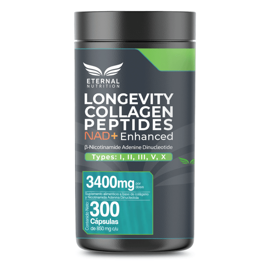 Péptidos de Colágeno + NAD+ 3400 mg Eternal Nutrion | Bienestar general | 300 cápsulas