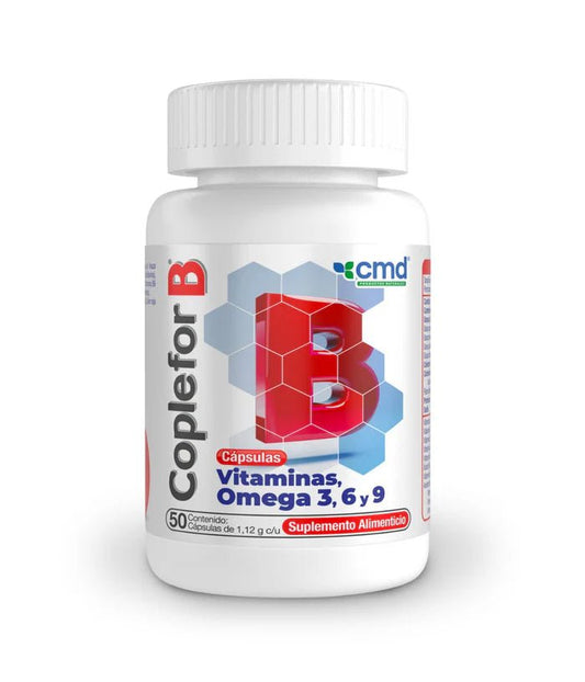 Vitaminas del Complejo B, Omegas 3, 6, 9 y Aceite de Linaza 1.12g de CMD By Biofarma DUO: COPLEFOR B | Apoyo del Sistema Cardiovascular | Duo 100 Cápsulas