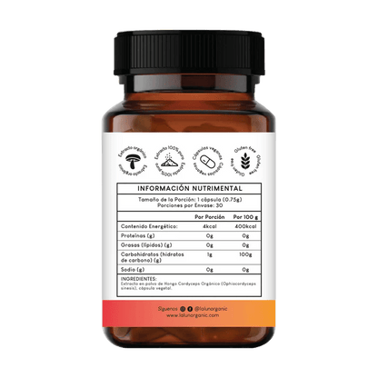 Cordyceps Orgánico de Lalun | Equilibrio Corporal | 30 Cápsulas