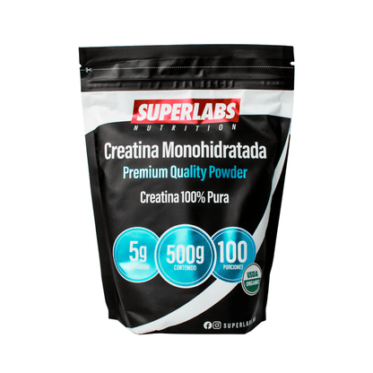 Creatina Monohidratada Superlabs | Favorece energía en entrenamientos exigentes, fuerza y potencia muscular | Polvo 500g