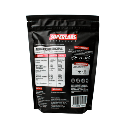 Creatina Monohidratada Superlabs | Favorece energía en entrenamientos exigentes, fuerza y potencia muscular | Polvo 500g