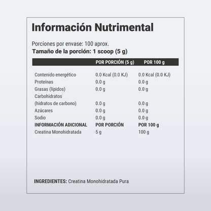 Creatine Monohydrate Support | Creatina Monohidratada NutriADN | 500 gr 100 Porciones por envase