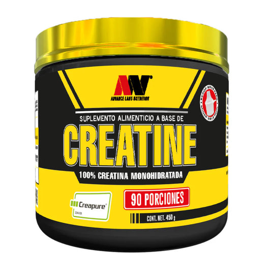 Creatina Monohidratada de Advance Labs Nutrition | Con ingrediente patentado Creapure | Rendimiento Deportivo, Recuperación Muscular, Fuerza, Potencia | 450g, 90 Porciones