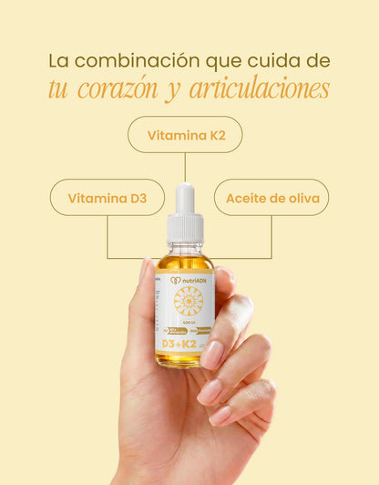 D3 400 UI + K2 de NutriADN | Mantenimiento de huesos y dientes, sistema inmunológico | 30 ml