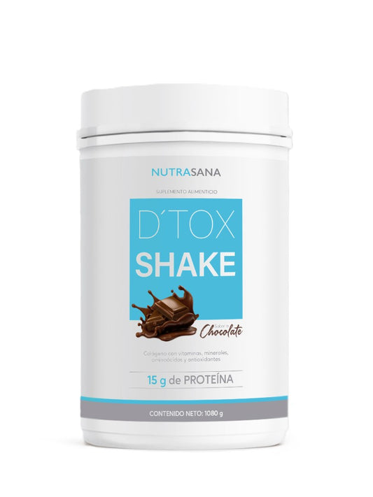 Péptidos de Colágeno Hidrolizado con Vitaminas, Minerales, Aminoácidos y Antioxidantes 36g de Nutrasana DTOX SHAKE | Bienestar Digestivo - Desintoxicación - Apoyo del Sistema Inmune | Polvo de 1080g Sabor Chocolate